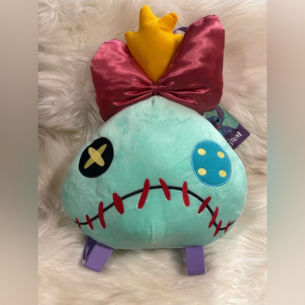Disney Lilo & Stitch Scrump Head Shaped Plush Mini Backpack New